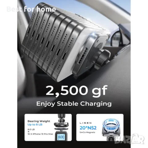 Магнитно бързо зарядно/ стойка за телефон от М6 15W , снимка 4 - Зарядни за кола - 48821616