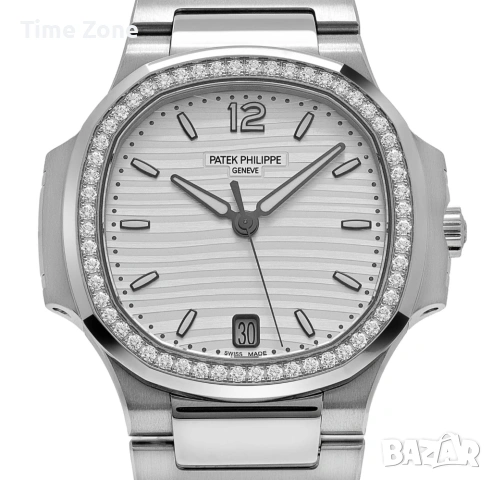 Patek Philippe Nautilus 35mm Steel Diamond White Dial Дамски