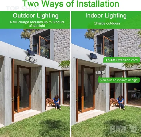 Външна соларна лампа с панел, сензор и дистанционно LANSOW, снимка 5 - Соларни лампи - 49156778