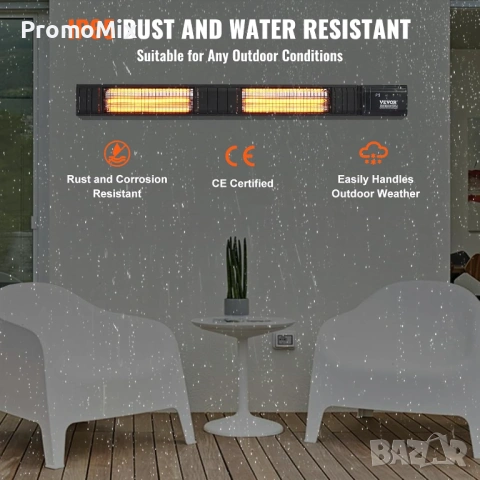 Инфрачервена двойна печка Vevor T17-GR30B 102см 3000W Инфрачервен карбонов отоплител с дистанционно , снимка 6 - Отоплителни печки - 53456302