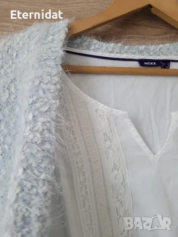 Пухена синя връхна жилетка , снимка 3 - Жилетки - 47803628