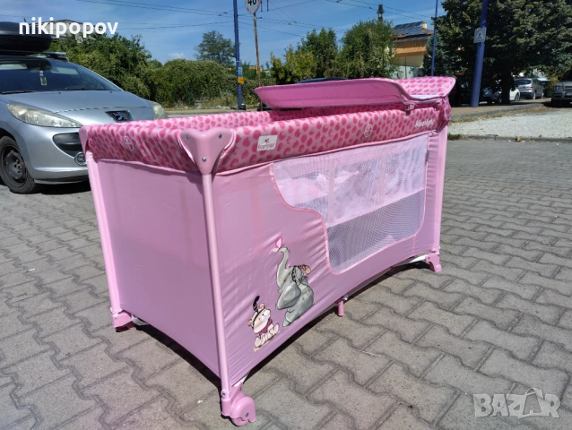 LORELLI Детска кошара на 2 нива с повивалник MOONLIGHT розов, снимка 7 - Кошарки - 53565231
