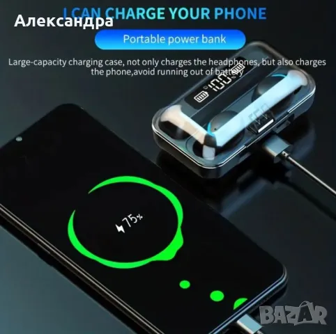 Bезжични bluetooth слушалки TWS – 9D Стерео спортни слушалки с кутия за зареждане и микрофон BTH-F9-, снимка 7 - Други музикални жанрове - 49049277