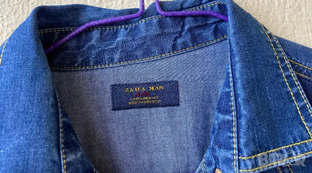 Мъжка дънкова риза ZARA - М, снимка 3 - Ризи - 48354330