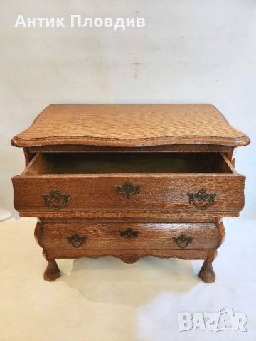 Старинен дъбов скрин в бароков стил – бомбе форма, снимка 5 - Скринове - 52737491