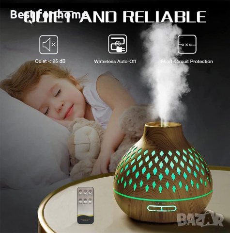 Junlic Aroma Diffuser 400 ml, ултразвуков овлажнител с осветление, снимка 3 - Декорация за дома - 44259560