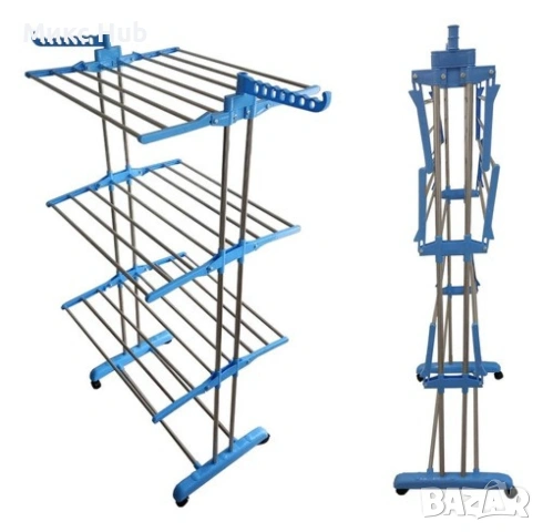 Сгъваем сушилник за дрехи на колелца – стойка за сушене на пране, снимка 2 - Сушилници - 53484331