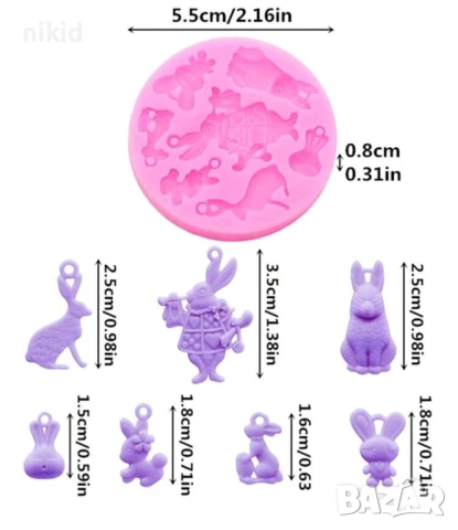 Алиса в страната на чудесата заек висулки висулка силиконов молд форма фондан смола бижу декор украс, снимка 2 - Форми - 50834344