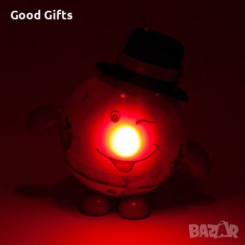 2 броя LED Светеща коледна топка Снежен човек с шапка,10см, снимка 2 - Други стоки за дома - 42688727