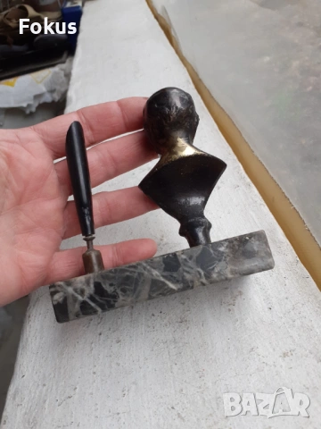 Малък бронзов бюст - мастилница, фигура, статуетка, снимка 3 - Антикварни и старинни предмети - 53335709