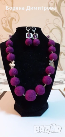 КОЛИЕТА ОТ ВЪЛНА И МАНИСТА -КРАСИВ И УНИКАЛЕН ЕКО ПРОДУКТ!, снимка 3 - Колиета, медальони, синджири - 53657419