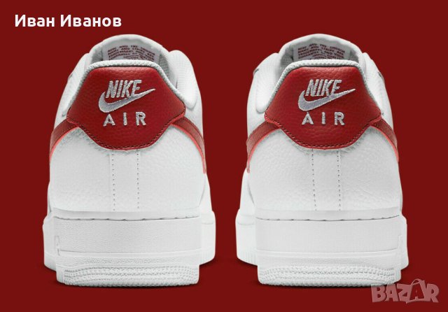 оригинални маратонки Nike Air Force 1 '07 White Team Red  AF1  номер 44,5-45, снимка 4 - Маратонки - 41497844