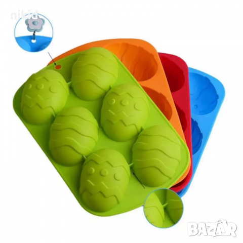 6 грамадни Великденски яйца яйце на райе и точки дълбок силиконов молд форма калъп за шоколад гипс, снимка 4 - Форми - 36139456