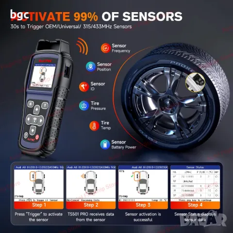 Autel TS501 PRO MaxiTPMS Уред за програмиране на датчици за гуми - ДОЖИВОТНИ ОБНОВЛЕНИЯ, снимка 6 - Друга електроника - 50268165