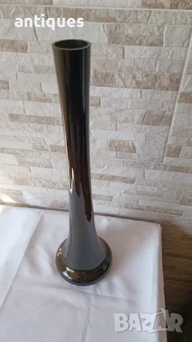 Голяма стъклена ваза - тъмно зелена - 53см, снимка 7 - Антикварни и старинни предмети - 50295479