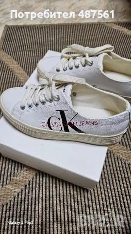 Оригинални бели кецове Calvin Klein Jeans – Размер 37, снимка 3 - Кецове - 56260481