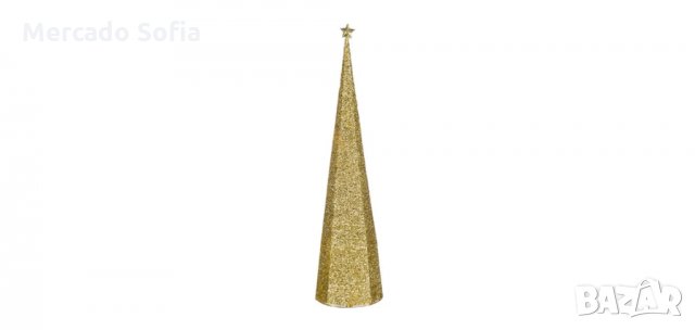 Коледна декоративна елха, конус - златна звезда 