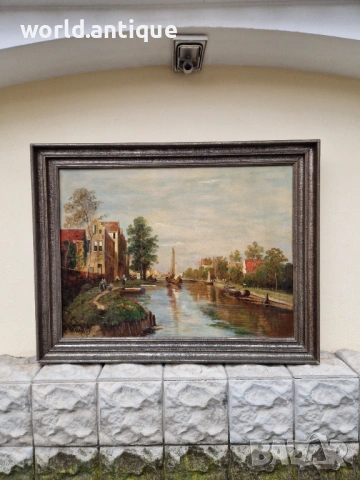 Топ - Уникална антикварна огромна авторска майсторска картина масло върху платно 