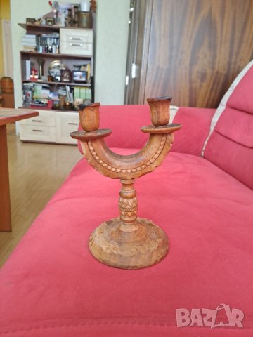 Стар свещник с дърворезба, снимка 3 - Други - 39514344