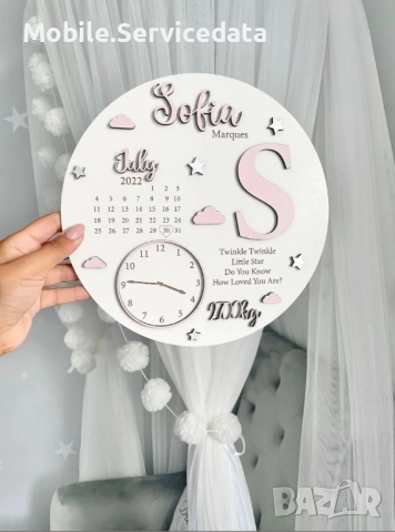 Персонализирана плакетка за раждане на бебе – уникален подарък за новородено, снимка 3 - Декорация за дома - 52653946