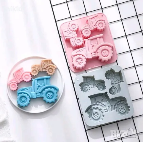 3 размера голям Трактор дълбок силиконов молд форма фондан шоколад гипс смола декор, снимка 2 - Форми - 48015928