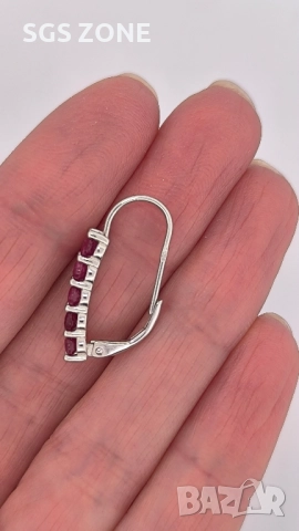 сребърни обеци с изумруди, рубини и сапфири, снимка 10 - Обеци - 51758284