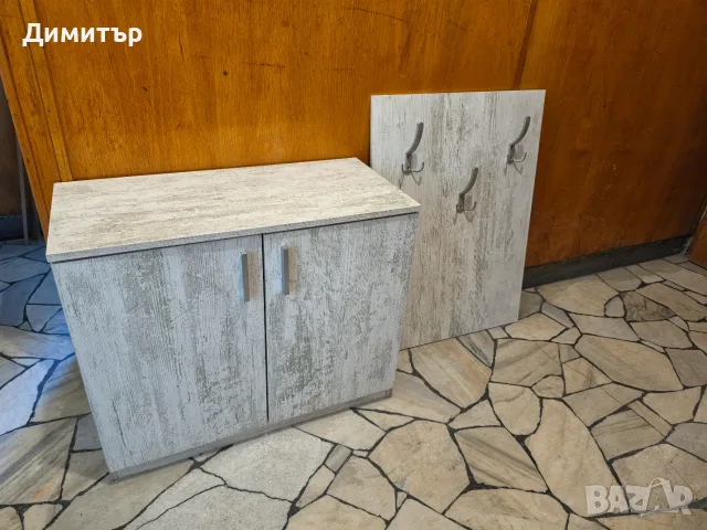 Комплект портманто - Закачалка за антре с шкаф в цвят бял Дъб антик (дъб пиемона)