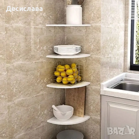 Комплект от 4 ъглови стенни рафта за съхранение – PVC, снимка 5 - Други - 53136272