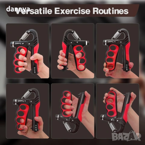 6460 Фитнес уред за тренировка на ръце и пръсти с брояч – регулируем тренажор за сила на захвата, снимка 3 - Фитнес уреди - 53780334