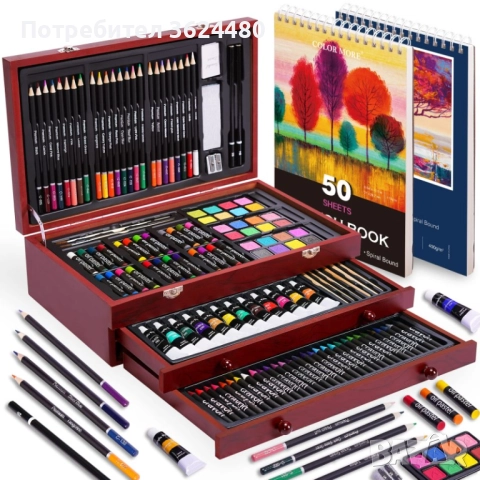 Творчески Комплект за Рисуване (175)  Цветни Моливи, Водни Бои и Маслени Пастели 4736, снимка 8 - Рисуване и оцветяване - 52541654