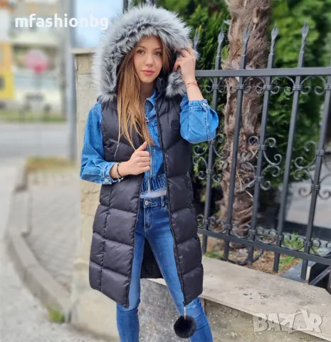 Дамски, дълъг елек с качулка City Angels от S до 5XL, снимка 9 - Елеци - 47647556