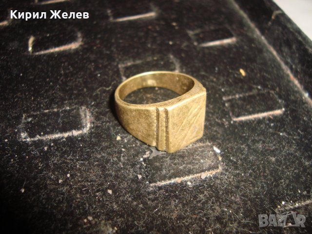 СТАР ПОЗЛАТЕН БРОНЗОВ ПРЪСТЕН ОРНАМЕНТИРАН РЪЧНО МАЙСТОРСКА АРТ ДЕКО ИЗРАБОТКА МАСИВЕН 18222, снимка 7 - Антикварни и старинни предмети - 33867222