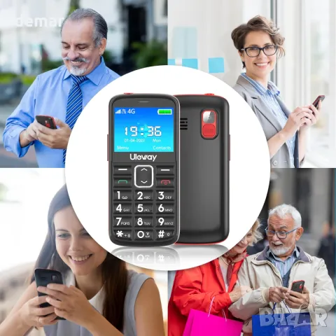 Tosaju 4G мобилен телефон за възрастни, без SIM, отключен, със SOS бутон, черен, снимка 7 - Други - 47296241