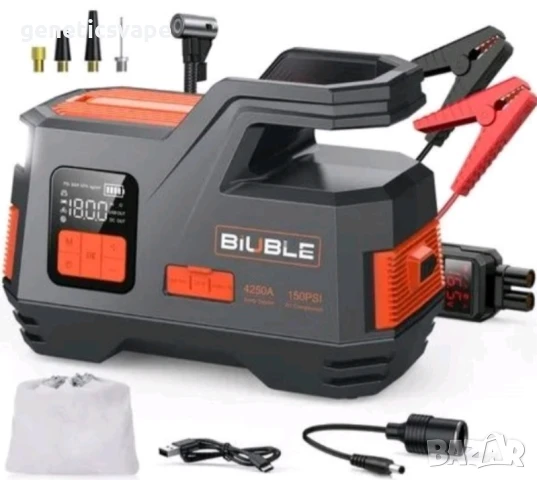 jump starter 4500A стартер за кола 12v мощен със компресор, снимка 6 - Аксесоари и консумативи - 51384587