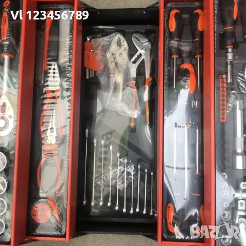 Сгъваем метален куфар с инструменти 85 части, снимка 7 - Куфари с инструменти - 52121724