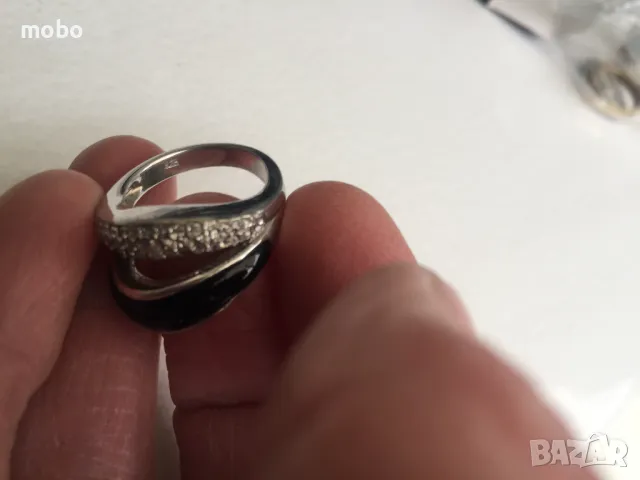 Красив  сребърен пръстен  с цирконий  и черен камък , общо тегло 7.05г  , снимка 5 - Пръстени - 49901254