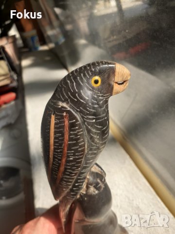 Страхотна фигура статуетка на папагал от рог, снимка 1 - Антикварни и старинни предмети - 41646617