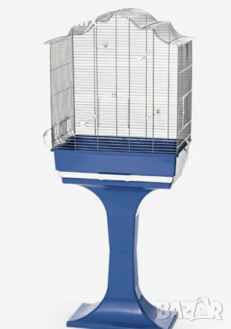 Клетка за птици София 2 със стойка хром и синьо - 56 / 33 / 132см