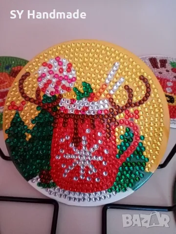 Сет диамантени подложки за чаши - 8бр, снимка 4 - Декорация за дома - 47902075