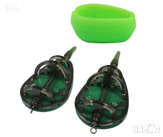 Комплект 2 бр фидер хранилки + плеса за метод фидер риболов с форма за зареждане - 30g / 40g / 50g, снимка 4 - Екипировка - 48530450