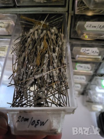 Български резистор, съпротивление - 20 ома 0,5 вата - топлоустойчив, с повишена механична якост.   