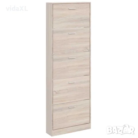 vidaXL Дървен шкаф за обувки с 5 отделения, дъб