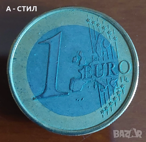 Монета 1 евро Германия 2002г. минт / буква F / 1 euro Germany 2002 letter F