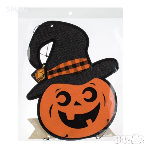 Halloween / Хелоуин висяща дървена тиква с шапка_1244368, снимка 4 - Декорация за дома - 52037176
