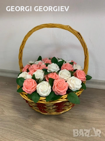 цветя изработени с глицеринов ароматен сапун и Българска роза , снимка 3 - Изкуствени цветя - 53463345