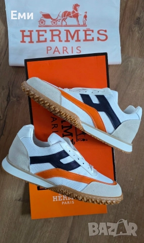 Hermes Bouncing Sneakers Естествена кожа и велур мъжки обувки сникърси , снимка 9 - Спортни обувки - 52755746
