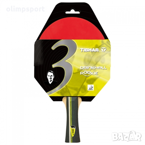 хилка за тенис  на маса нова tibhar rookie drinkhall  черна,червена гладки гуми 1.8мм play   ittf  с