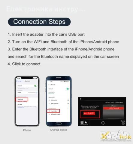 безжичен CarPlay оригинален с кабел към type C Android Auto адаптер, снимка 2 - Аксесоари и консумативи - 49175736