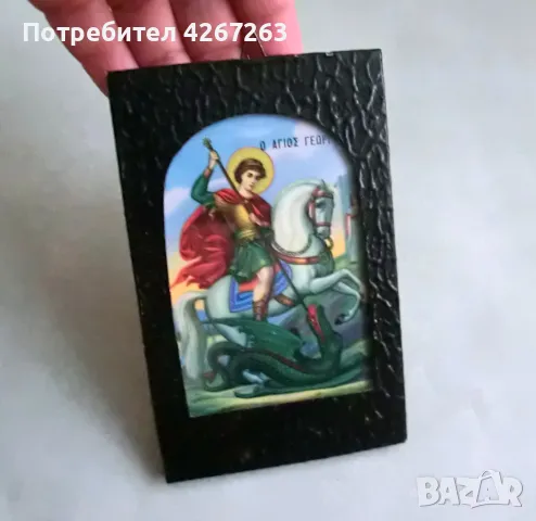 Стара малка икона на св. Георги, снимка 3 - Икони - 49236875