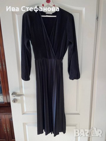 Wow Нова елегантна дълга плисирана рокля плисирана черна официална парти коктейлни рокля плисе рипс , снимка 4 - Рокли - 41703905